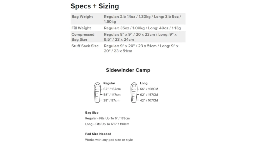 Big Agnes Sidewinder Camp 35 FireLine Sleeping Bag - Image 6
